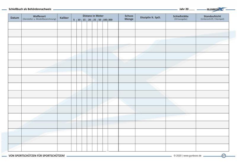 Schießnachweis / Schießbuch Waffen