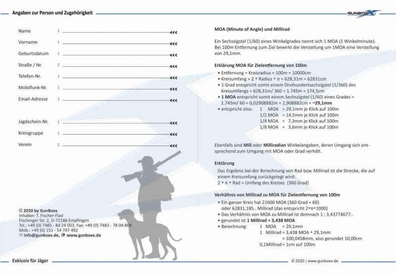 Schießnachweis / Schießbuch Jäger